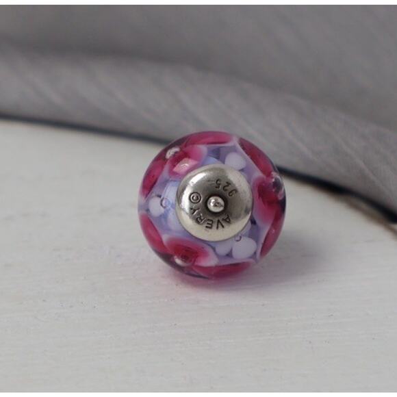 Retired J.A 925 Spring Blossom Finial Pink Blossom Glass Charm 4.17G/0.7in - Picture 3 of 5